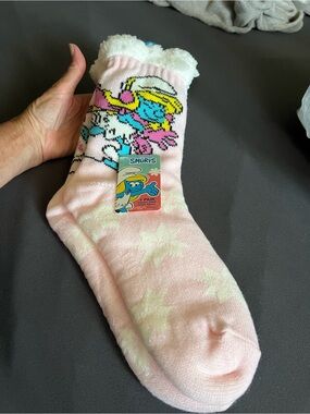 Smurfs Grip Sherpa Lined Socks, Fits Shoe Size 4-10, new with tag